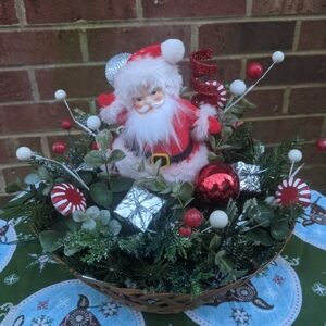 Festive Santa Holiday Centerpiece with Red and Green Accents